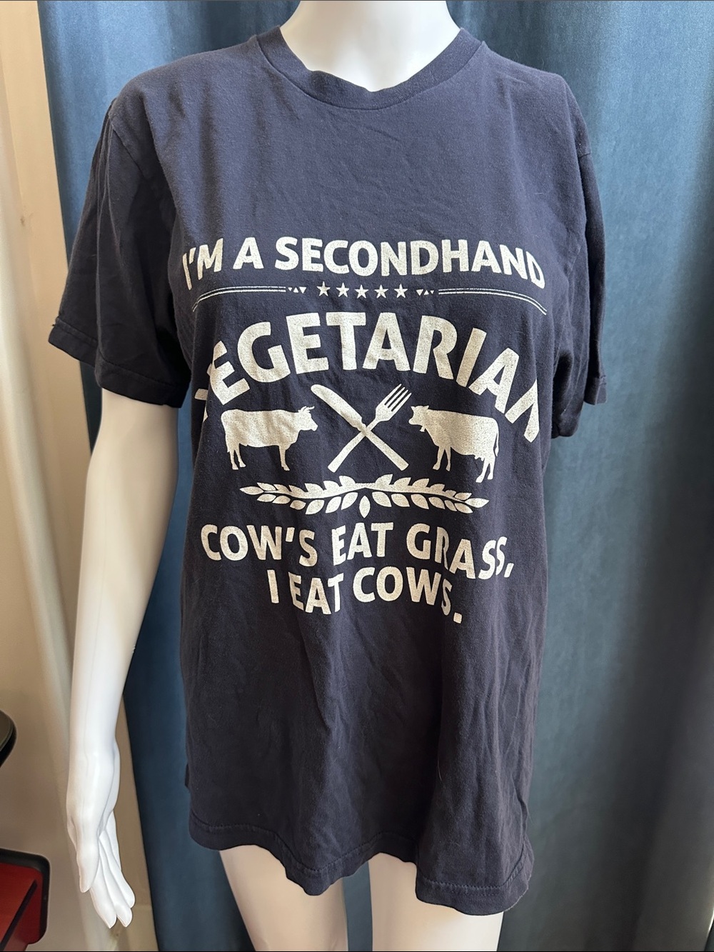 American Apparel Funny Graphic Tee - "Secondhand Vegetarian" Size M